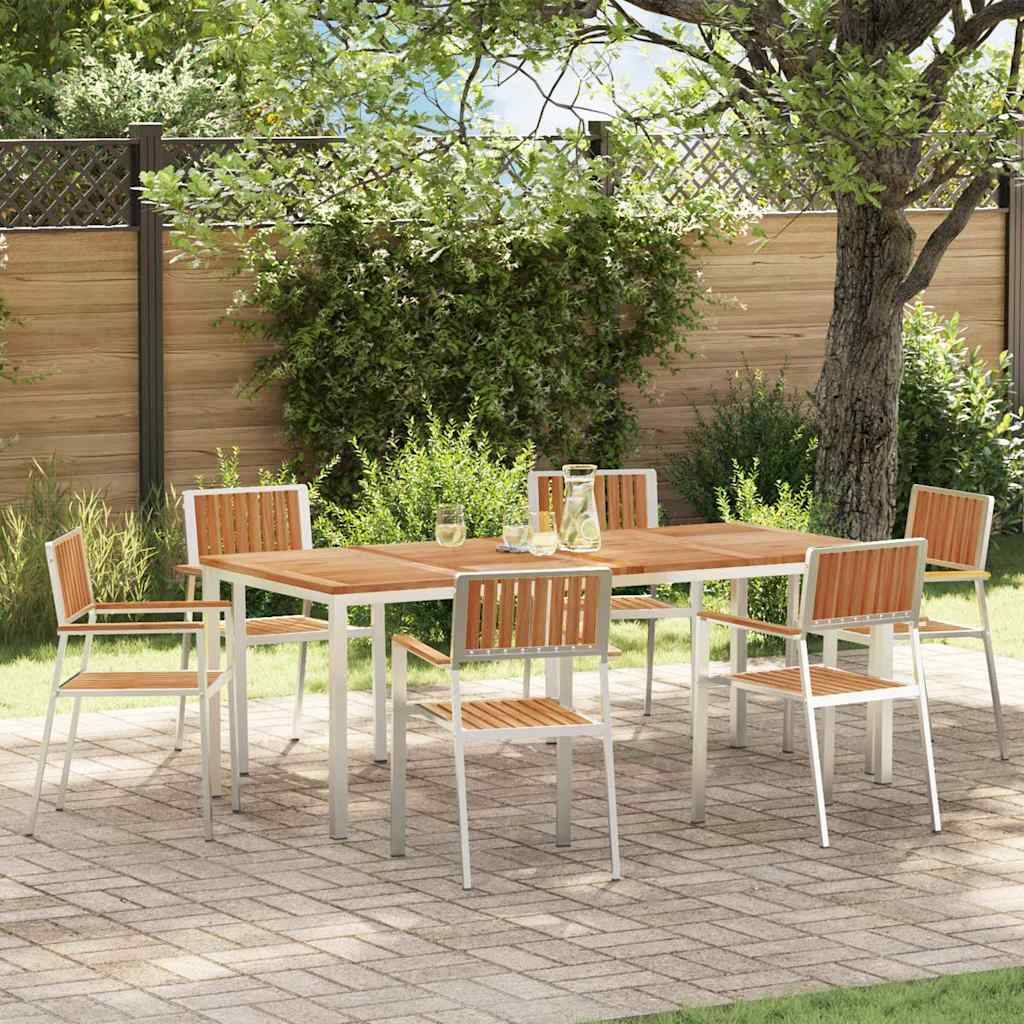 Ensemble de repas extérieur 7 pcs Bois de Teck Massif Marron 200 x 90 x 75 cm - PANGIVO - Image 1