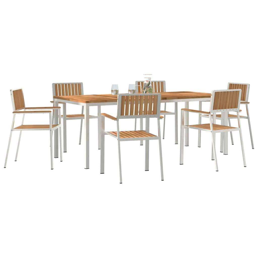 Ensemble de repas extérieur 7 pcs Bois de Teck Massif Marron 200 x 90 x 75 cm - PANGIVO - Image 3