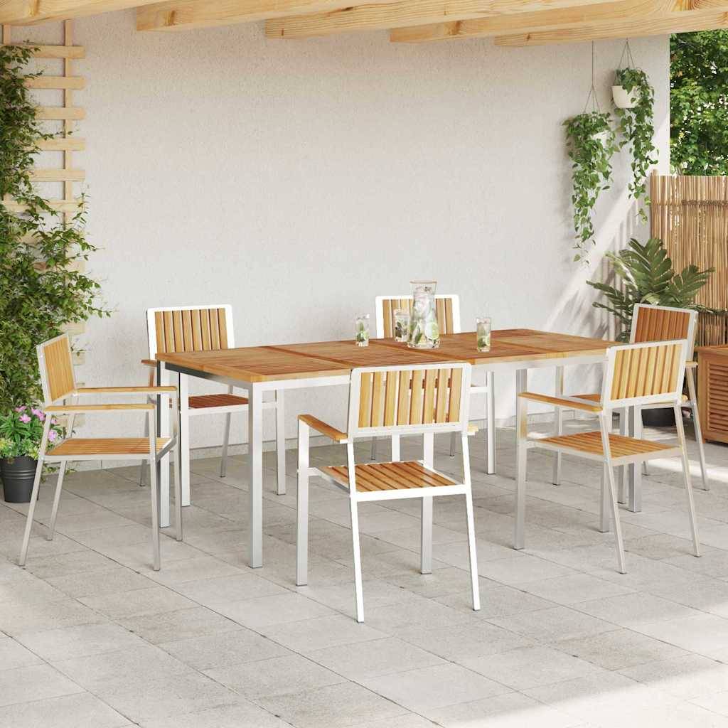 Ensemble de repas extérieur 7 pcs Bois de Teck Massif Marron 200 x 90 x 75 cm - PANGIVO - Image 4