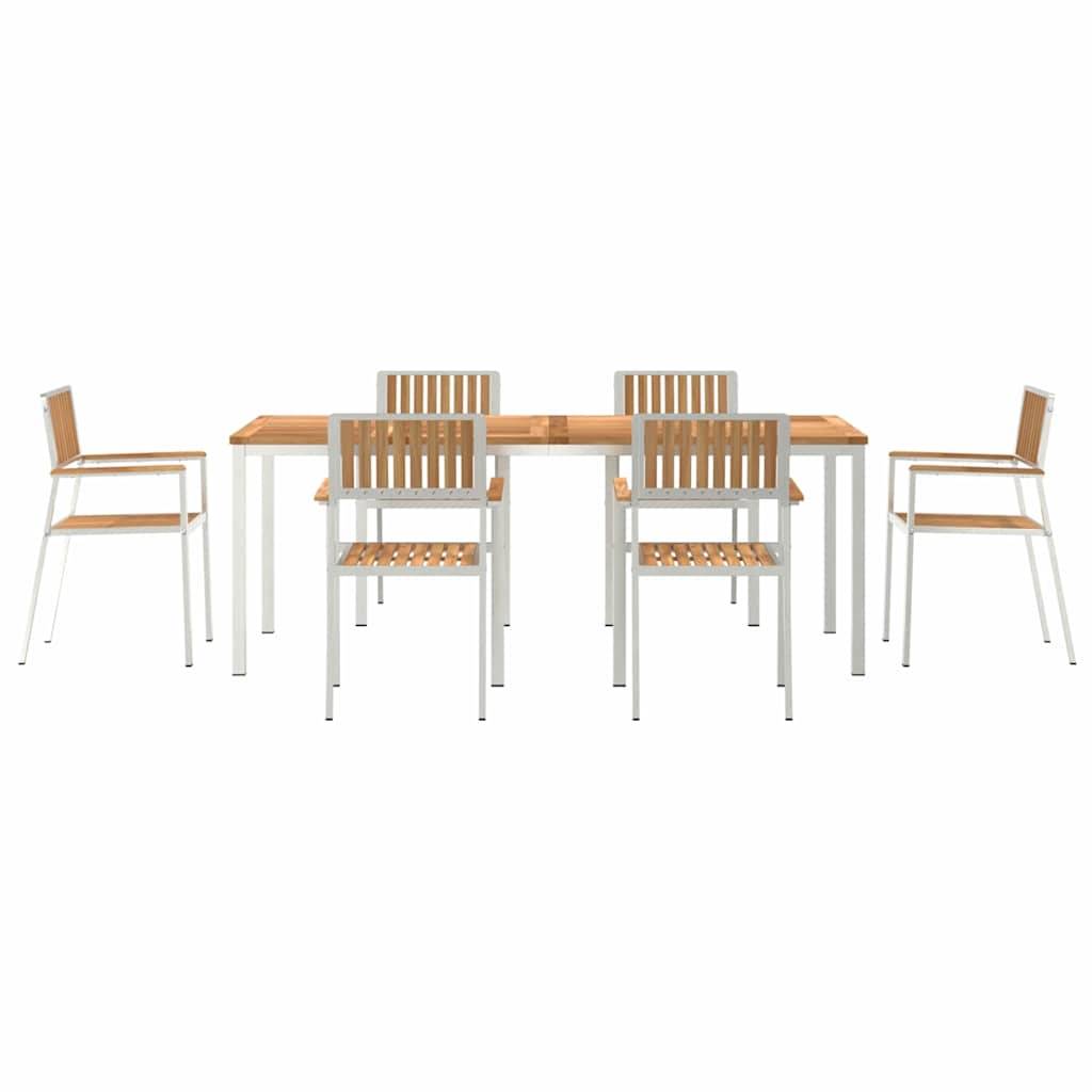Ensemble de repas extérieur 7 pcs Bois de Teck Massif Marron 200 x 90 x 75 cm - PANGIVO - Image 7