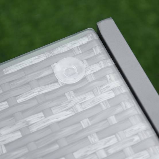 ComfortXL - Table basse jardin aluminium résine tressée plateau verre extérieur détente 50x49.5x50cm gris - ComfortXL Outdoor Living - Image 10