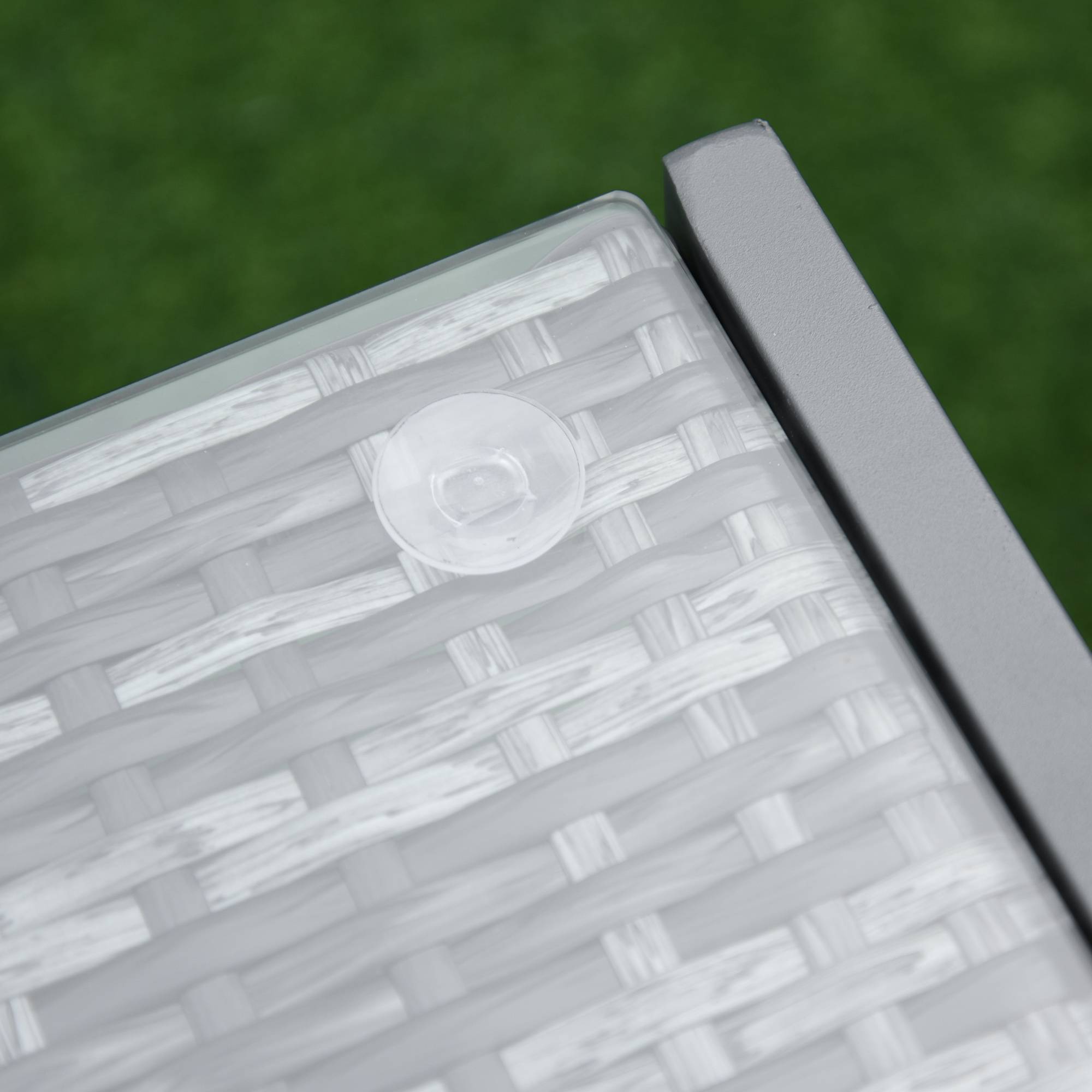 ComfortXL - Table basse jardin aluminium résine tressée plateau verre extérieur détente 50x49.5x50cm gris - ComfortXL Outdoor Living - Image 10
