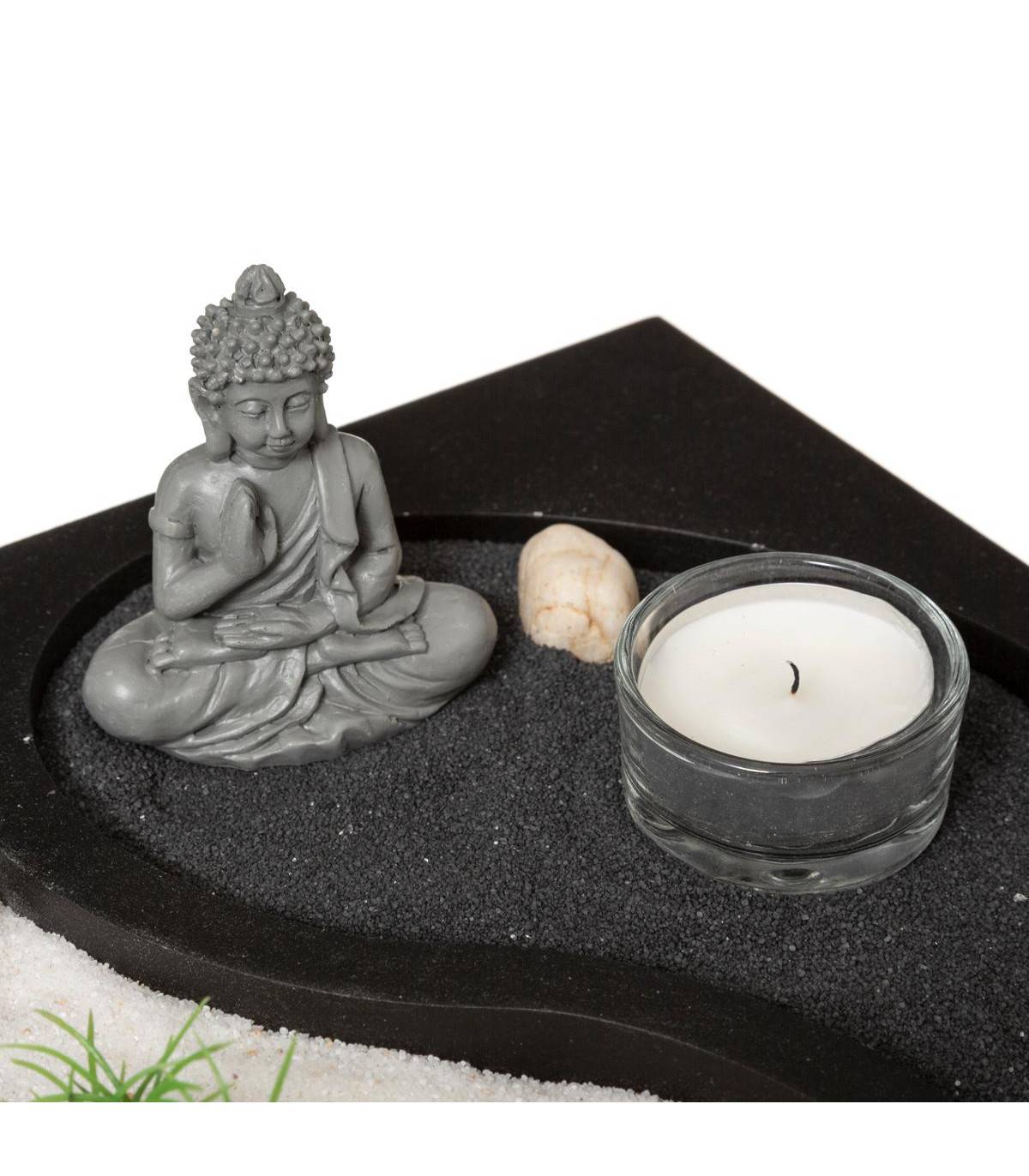 Jardin Zen Yin Yang Bouddha sur un plateau avec Bougie et décoration - Image 2