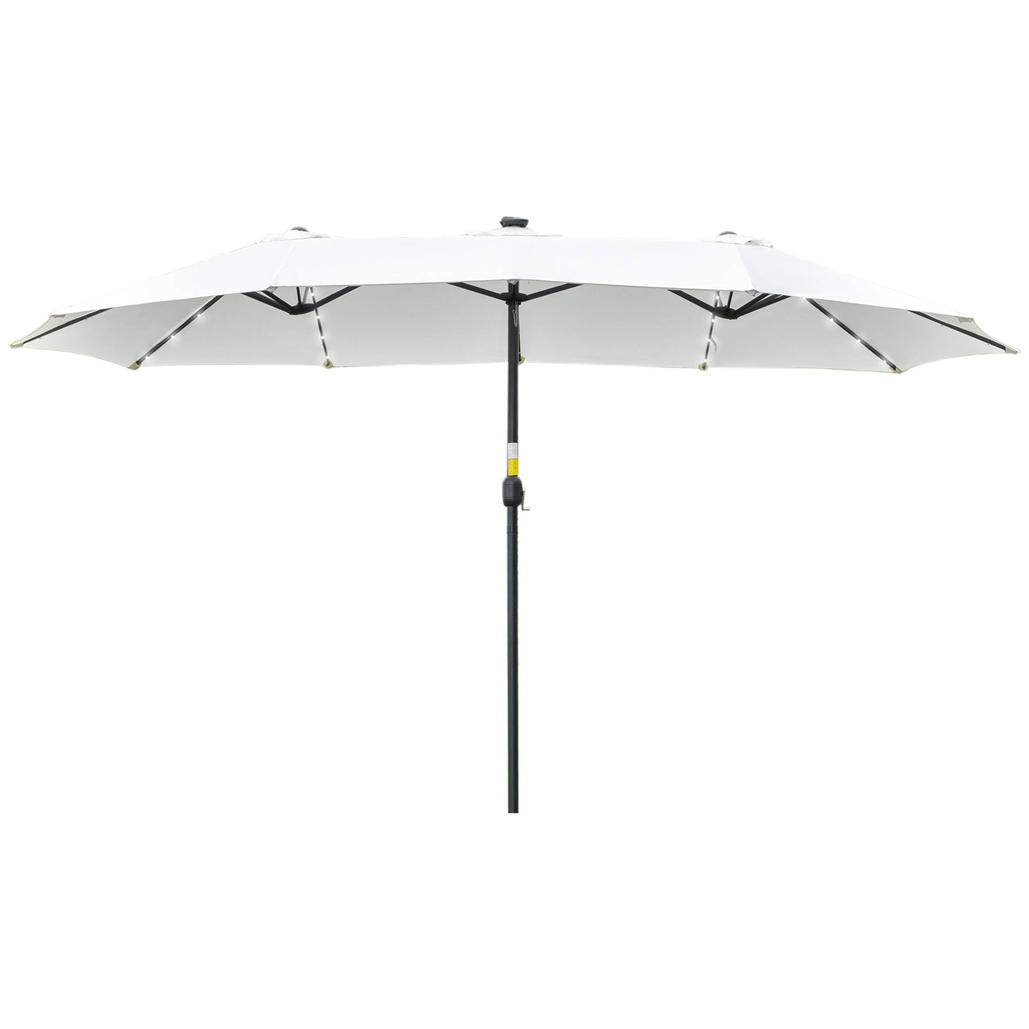 Parasol double avec 48 lumières LED, 4,5 x 2,65 m, manivelle, protection solaire pour terrasse, jardin, piscine, crème - Image 2