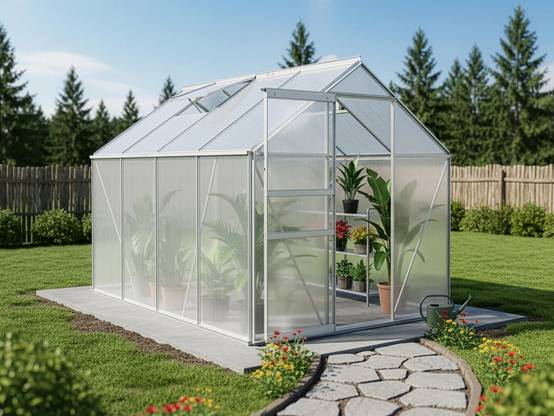 Habitat Et Jardin - Serre Jardin Polycarbonate 250 X 190 X 195 Cm "basilic" - 4,75 M² - Gris -habitat Et Jardin - Image 2