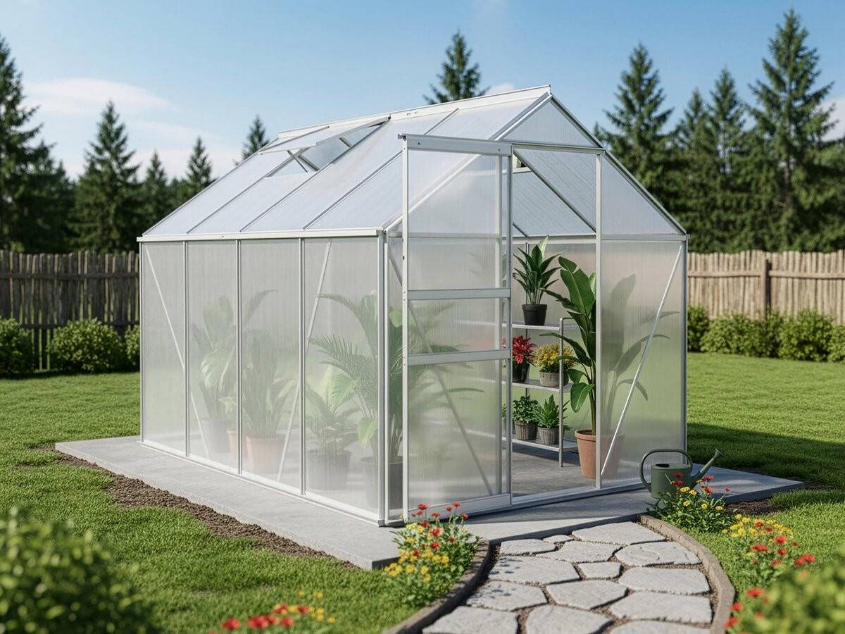 Habitat Et Jardin - Serre Jardin Polycarbonate 250 X 190 X 195 Cm "basilic" - 4,75 M² - Gris -habitat Et Jardin - Image 2
