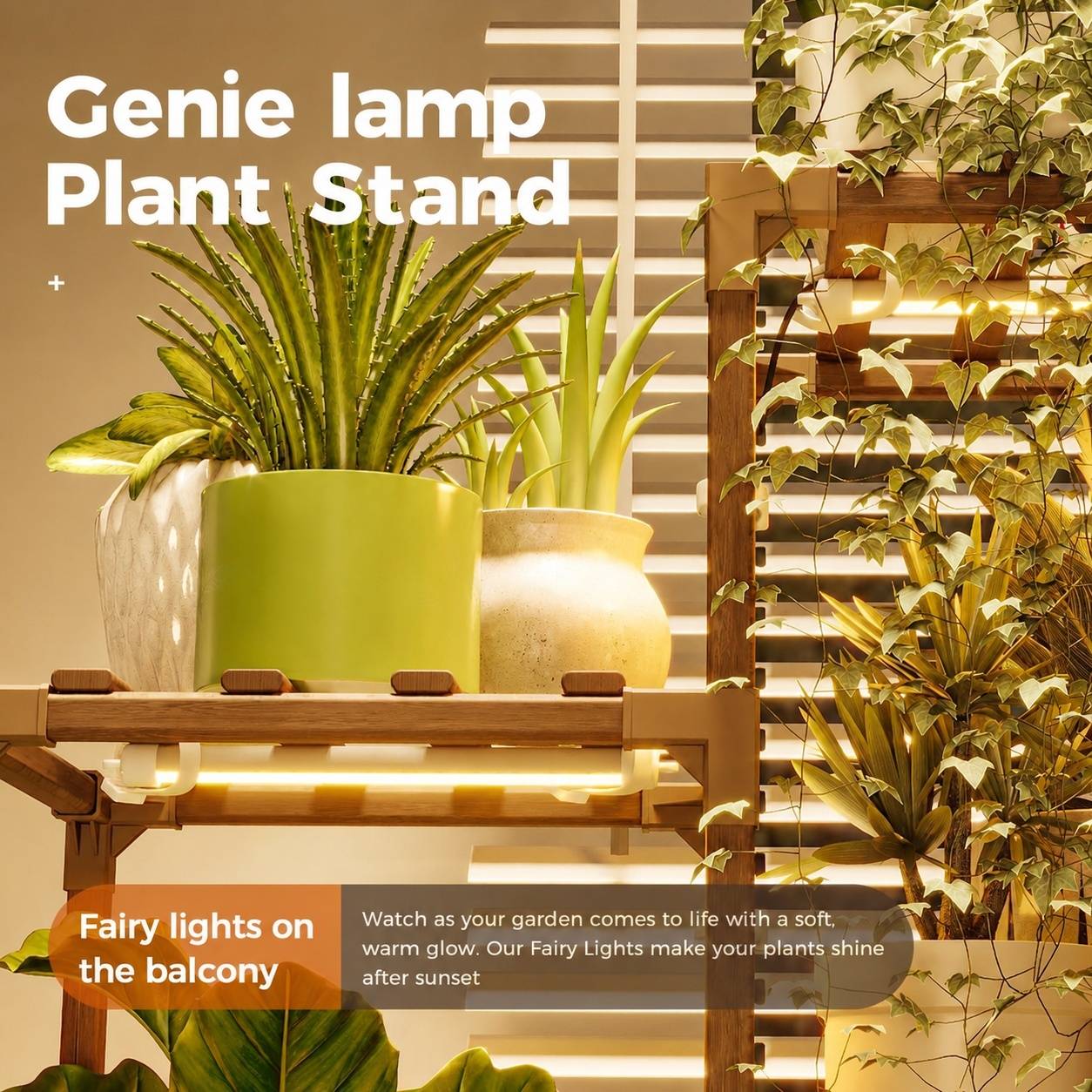 Étagère à plantes d'intérieur bois moderne 6 niveaux avec lampe LED salon balcon croissance végétale - Image 3