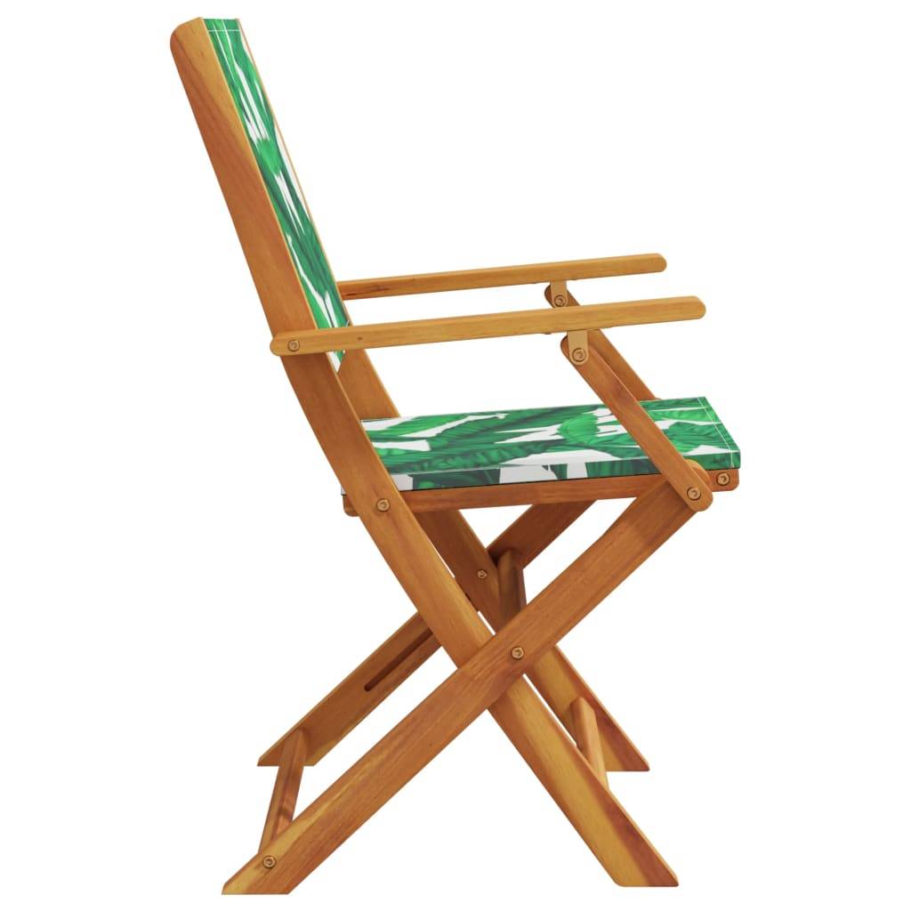 Maison Chic - Lot de 4 Chaise pliante de jardin - Chaises d'extérieur - Chaises de jardin pliables vert tissu et bois massif-JU12479 - Image 5
