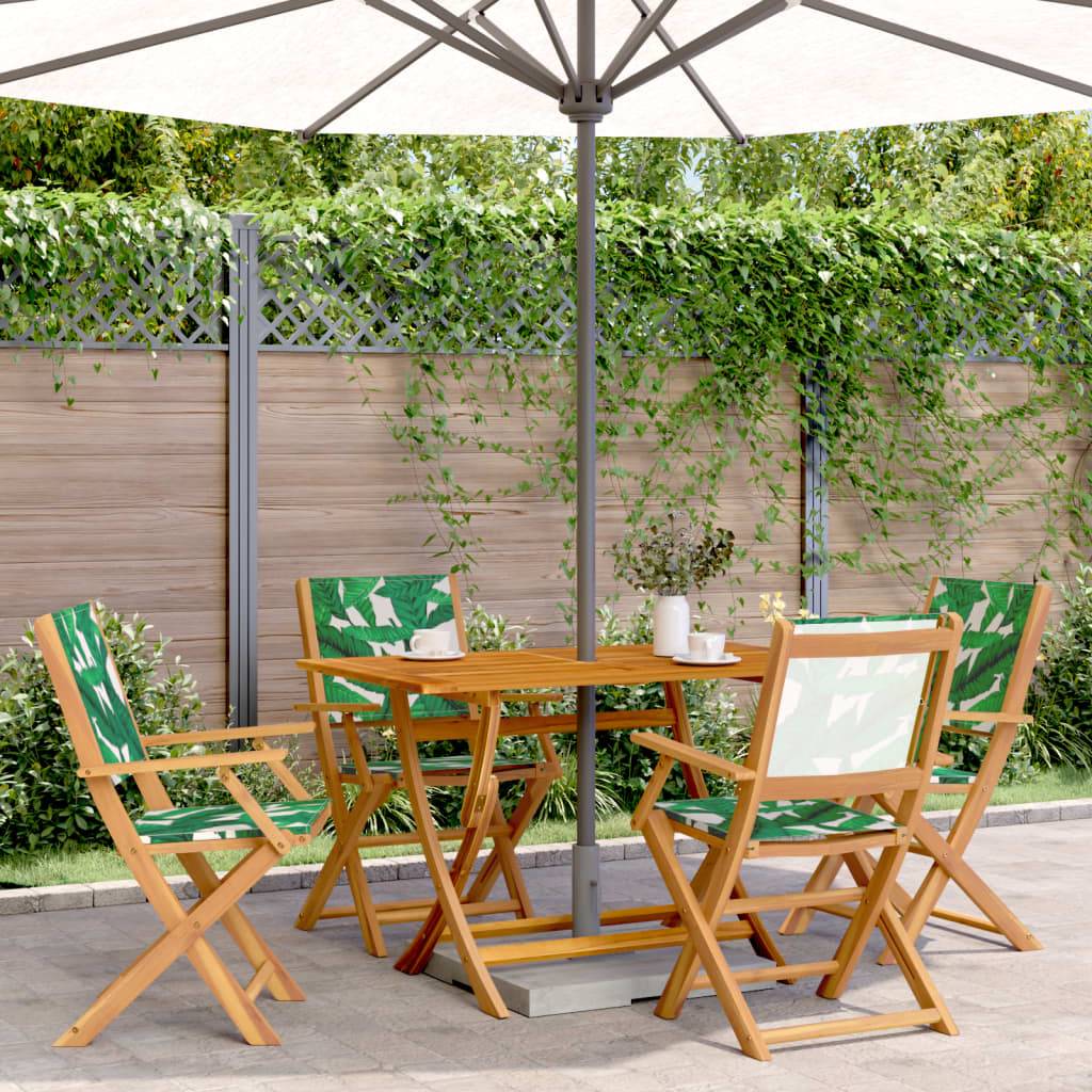 Maison Chic - Lot de 4 Chaise pliante de jardin - Chaises d'extérieur - Chaises de jardin pliables vert tissu et bois massif-JU12479 - Image 2