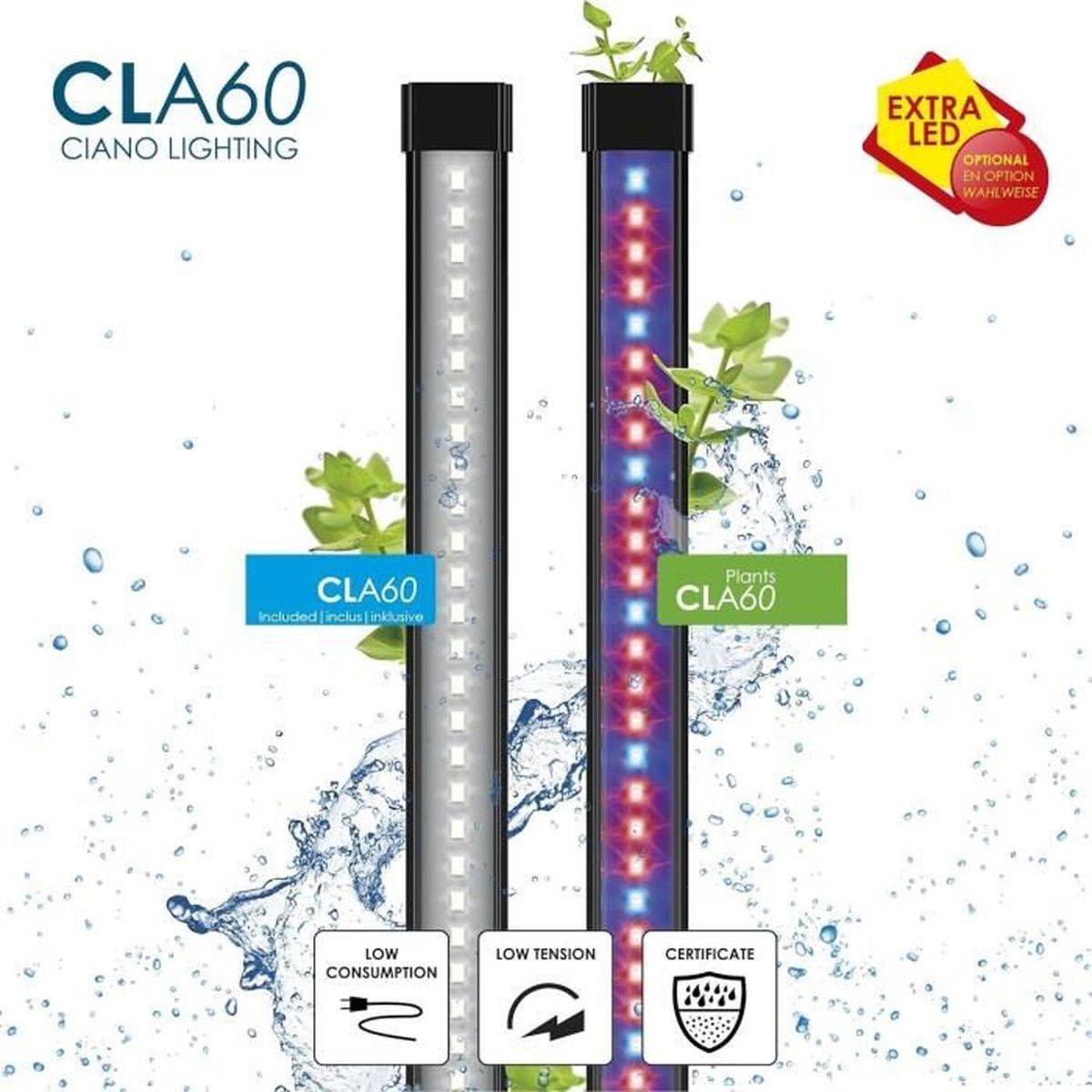 Ciano - Aquarium rectangle 60 L noir avec filtre interne CF80, chauffage 50 W et LED CLA60 - CIANO - Image 6