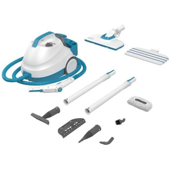 Balai - Nettoyeur Vapeur traineau multifonction - BLACK & DECKER BHSMP2008-QS - 2000 W - 8 accessoires - 4 bars - Blanc / gris / bleu - Image 3