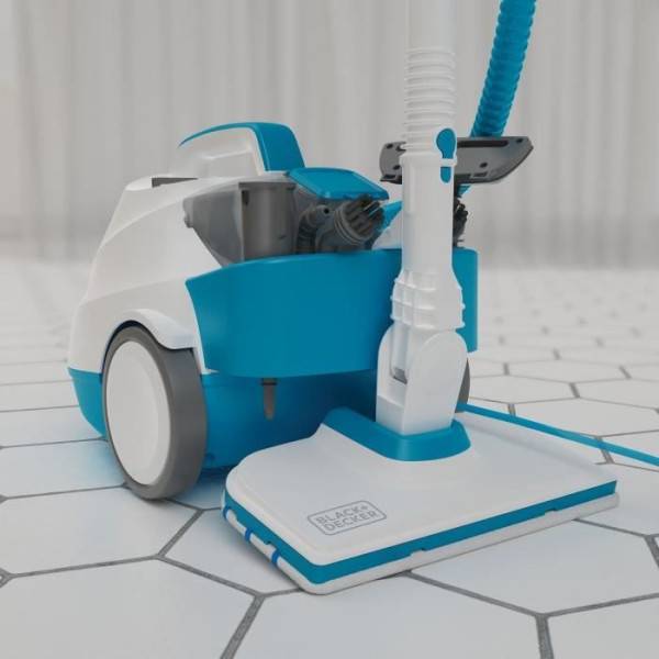 Balai - Nettoyeur Vapeur  traineau multifonction - BLACK & DECKER BHSMP2008-QS - 2000 W - 8 accessoires - 4 bars - Blanc / gris / bleu - Image 6