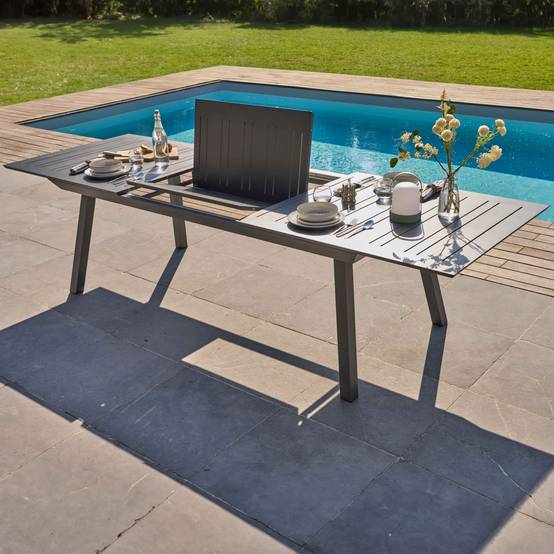 Oviala - Table de jardin extensible en aluminium gris 8 à 12 places Olympe - Oviala - Image 3