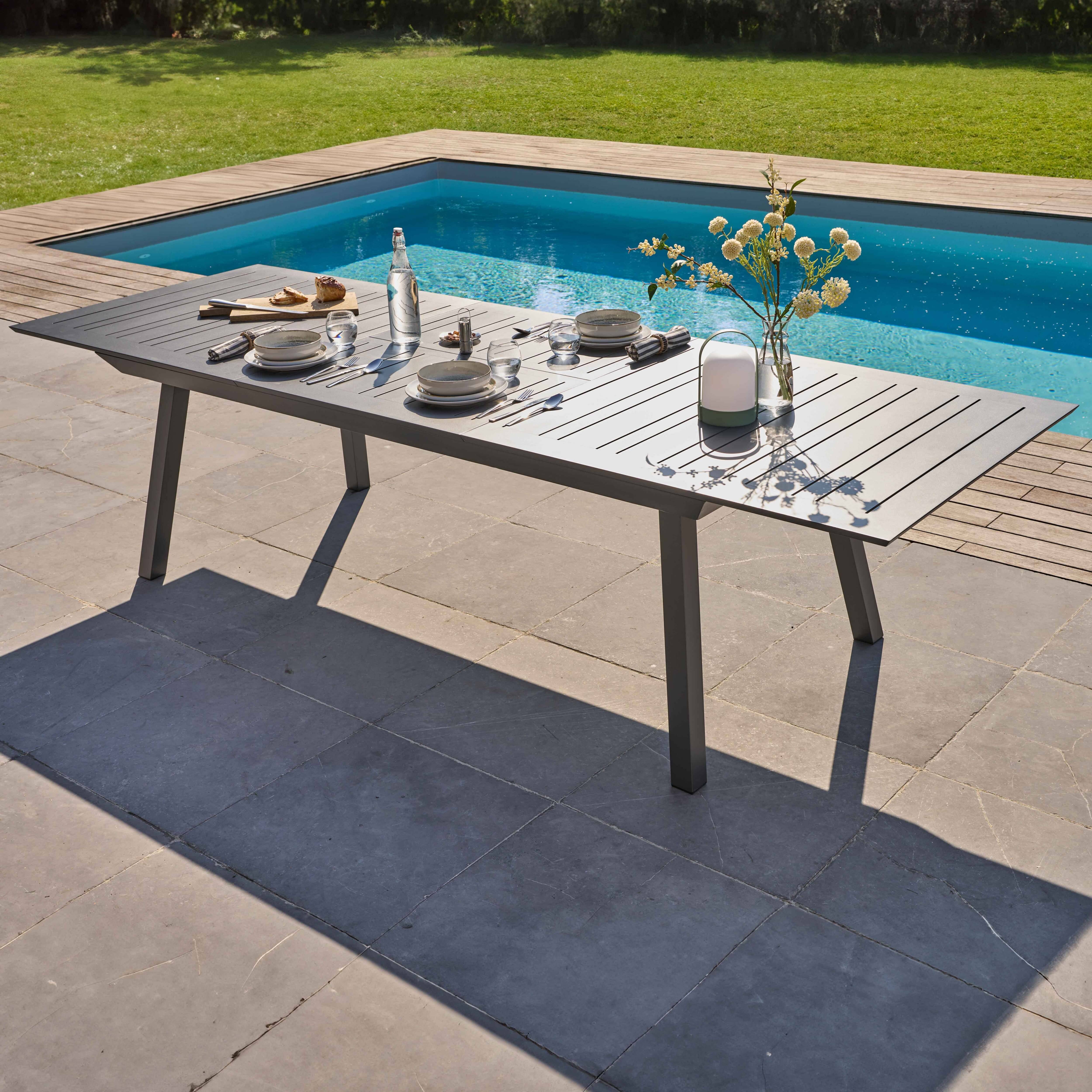 Oviala - Table de jardin extensible en aluminium gris 8 à 12 places Olympe - Oviala - Image 2