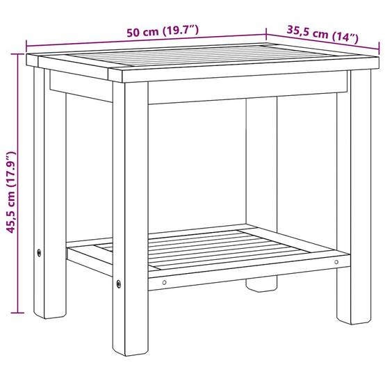 Petite Table Basse de Jardin Rectangulaire 50x35cm en Teck Solide, Bout de Canapé d'Extérieur Moderne – ComfortXL Outdoor Living - Image 8