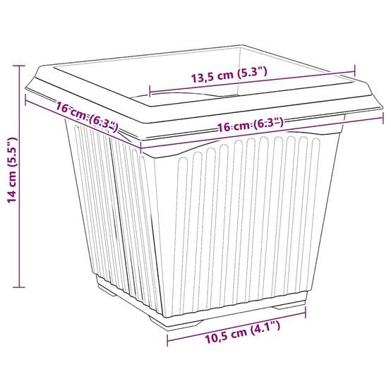 ComfortXL - Mini pots carrés plastique intérieur extérieur plantes drainage 16x16x14cm noir - ComfortXL Outdoor Living - Image 9