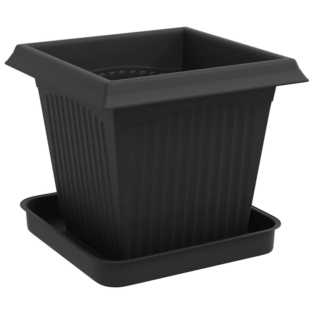 ComfortXL - Mini pots carrés plastique intérieur extérieur plantes drainage 16x16x14cm noir - ComfortXL Outdoor Living - Image 5