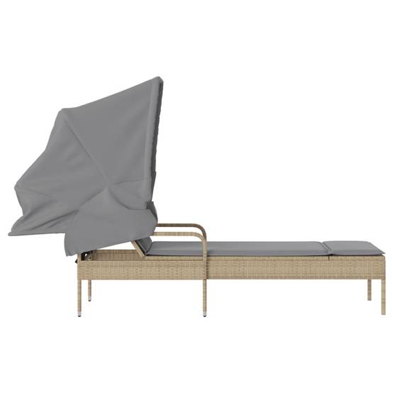 Lit de Jardin Poly Rotin Auvent Intégré Piscine Beige – ComfortXL Outdoor Living - Image 5