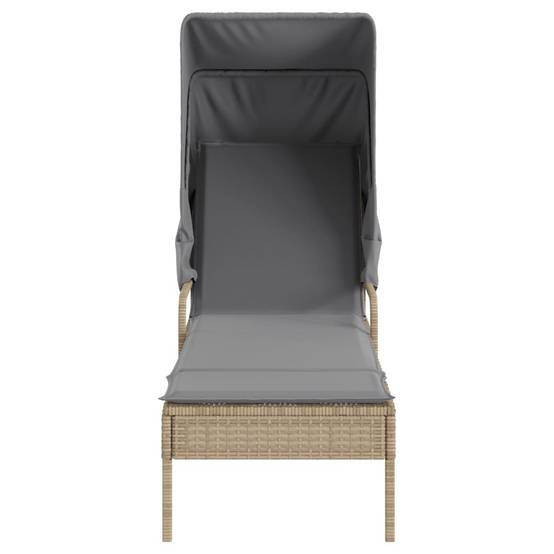 Lit de Jardin Poly Rotin Auvent Intégré Piscine Beige – ComfortXL Outdoor Living - Image 4