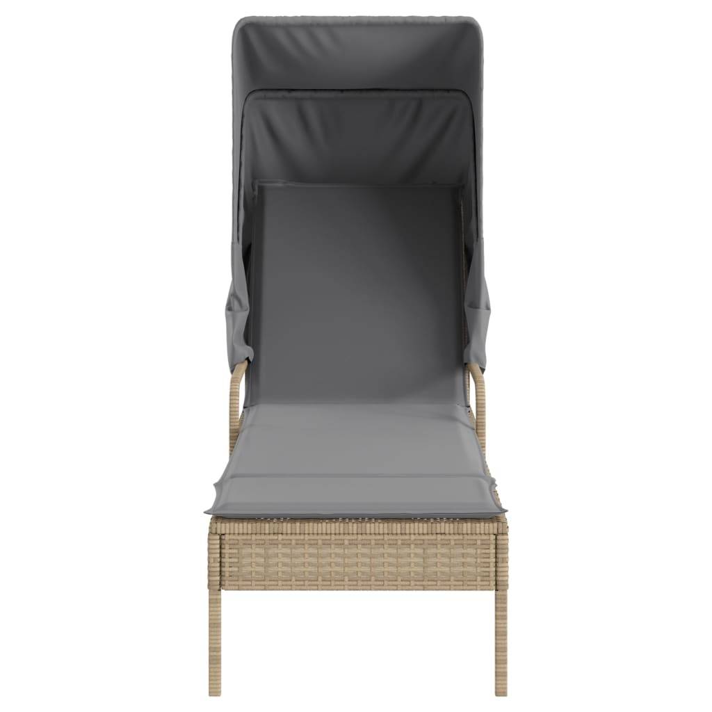 Lit de Jardin Poly Rotin Auvent Intégré Piscine Beige – ComfortXL Outdoor Living - Image 4