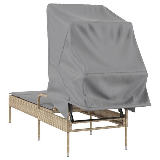 Lit de Jardin Poly Rotin Auvent Intégré Piscine Beige – ComfortXL Outdoor Living - Image 6