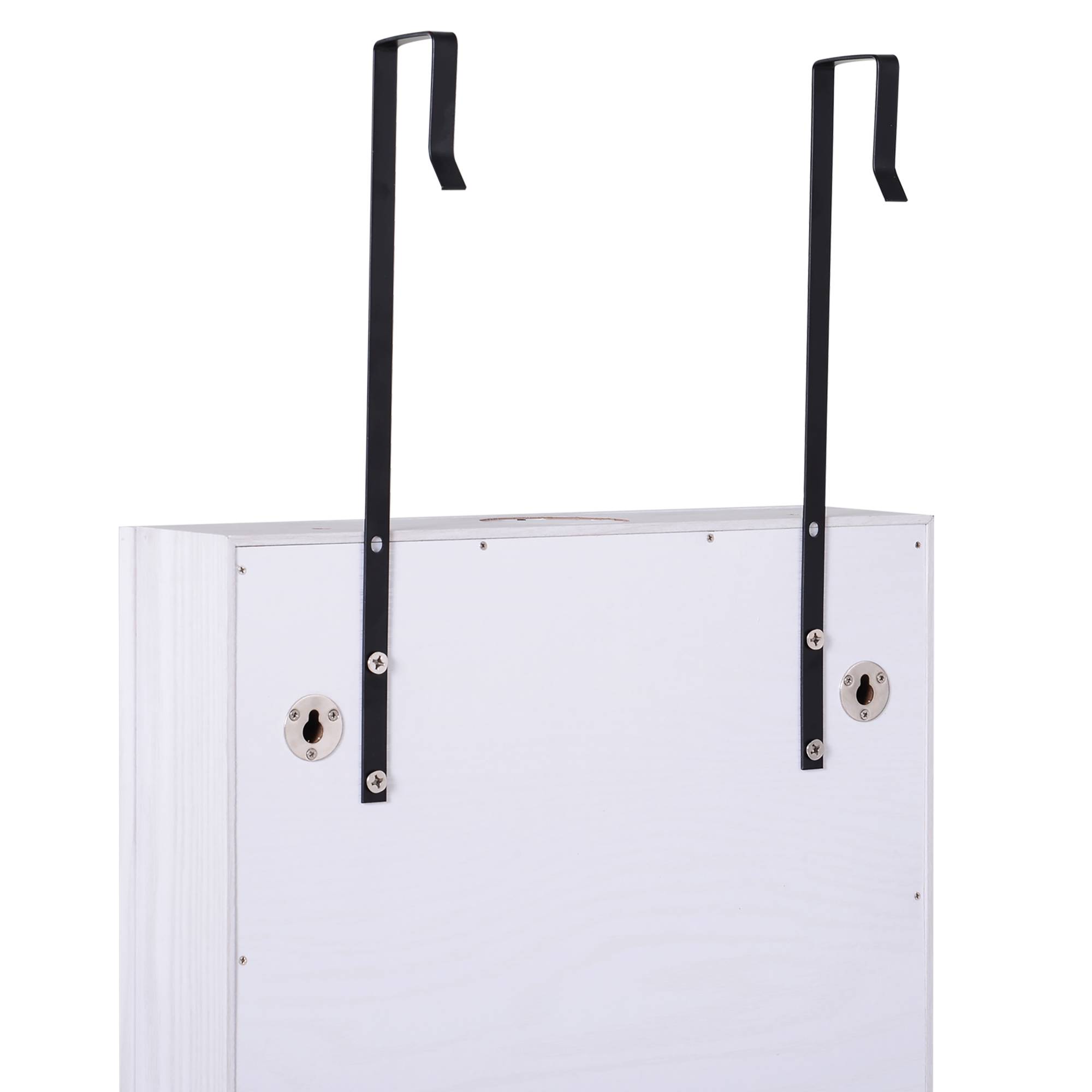 Sans Marque - Miroir à bijoux mural ou de porte avec éclairage LED, 5 étagères, 2 petits tiroirs, armoire à miroir avec serrure, 37 x 120 x 10 cm - Image 10