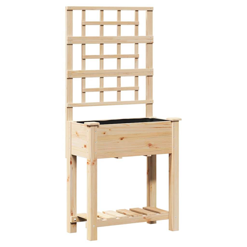 Cache-pot, Pot De Fleurs Beige 71 x 38 x 152 cm Bois de sapin massif g376 - Image 1
