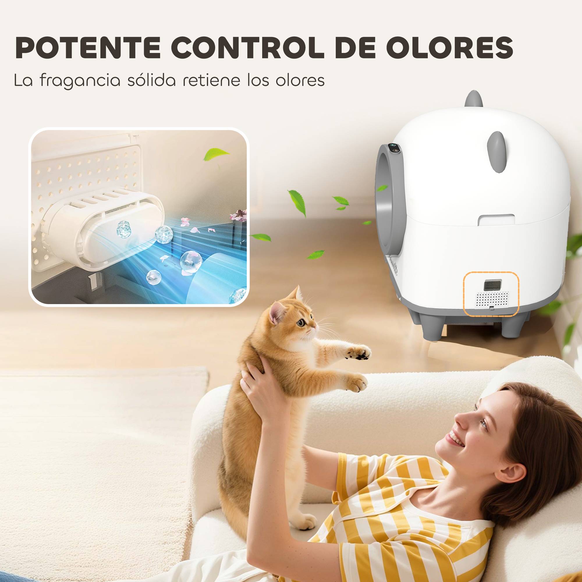 ComfortXL - Litière Autonettoyante Connectée 80L Contrôle via App Sécurité Anti-Pincement et Anti-Odeur Blanc - ComfortXL Outdoor Living - Image 9