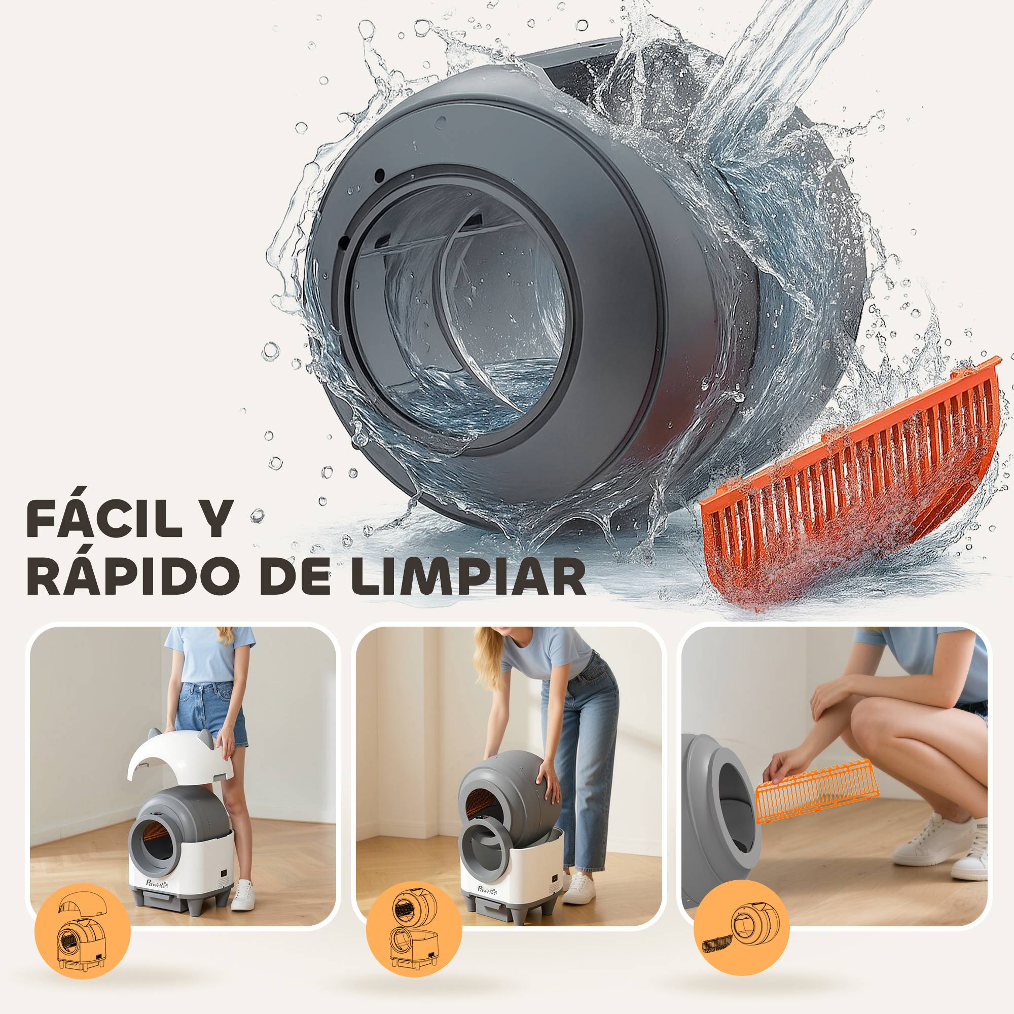 ComfortXL - Litière Autonettoyante Connectée 80L Contrôle via App Sécurité Anti-Pincement et Anti-Odeur Blanc - ComfortXL Outdoor Living - Image 10