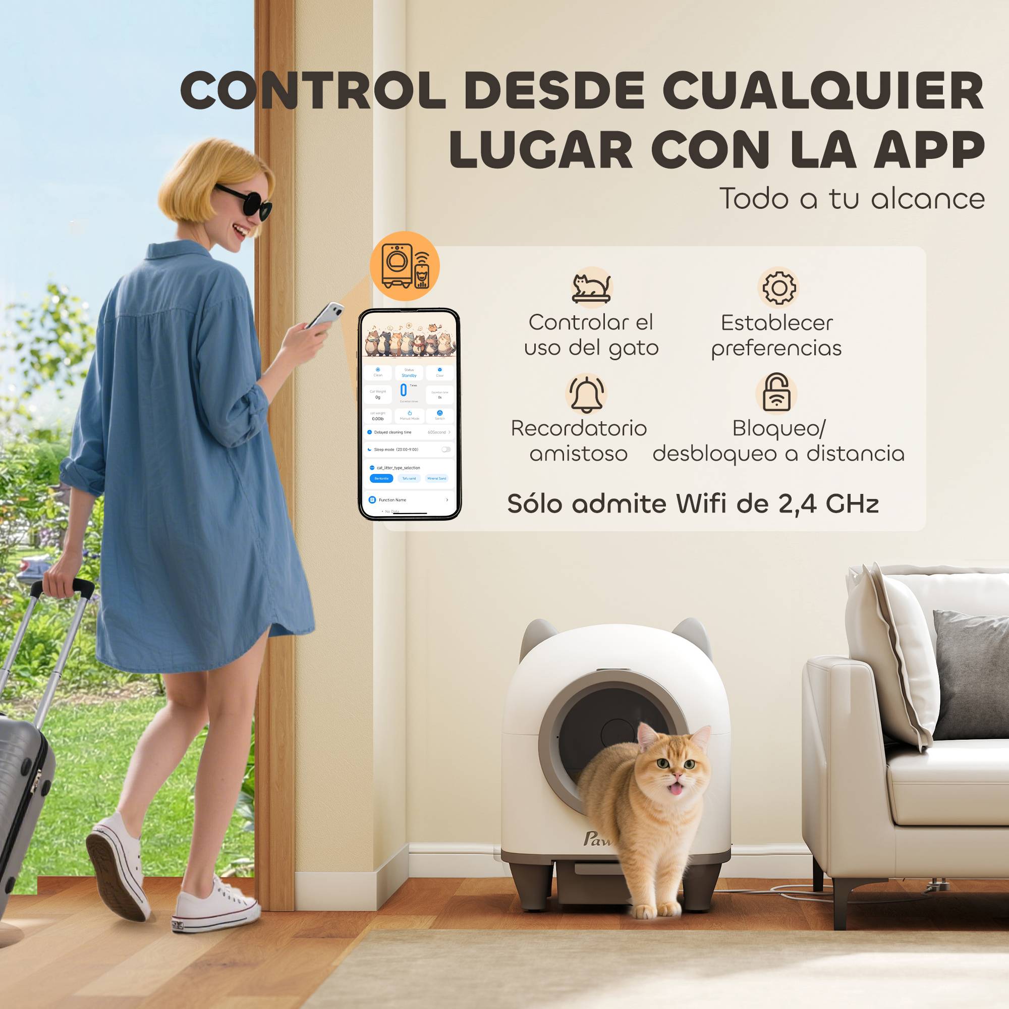ComfortXL - Litière Autonettoyante Connectée 80L Contrôle via App Sécurité Anti-Pincement et Anti-Odeur Blanc - ComfortXL Outdoor Living - Image 7
