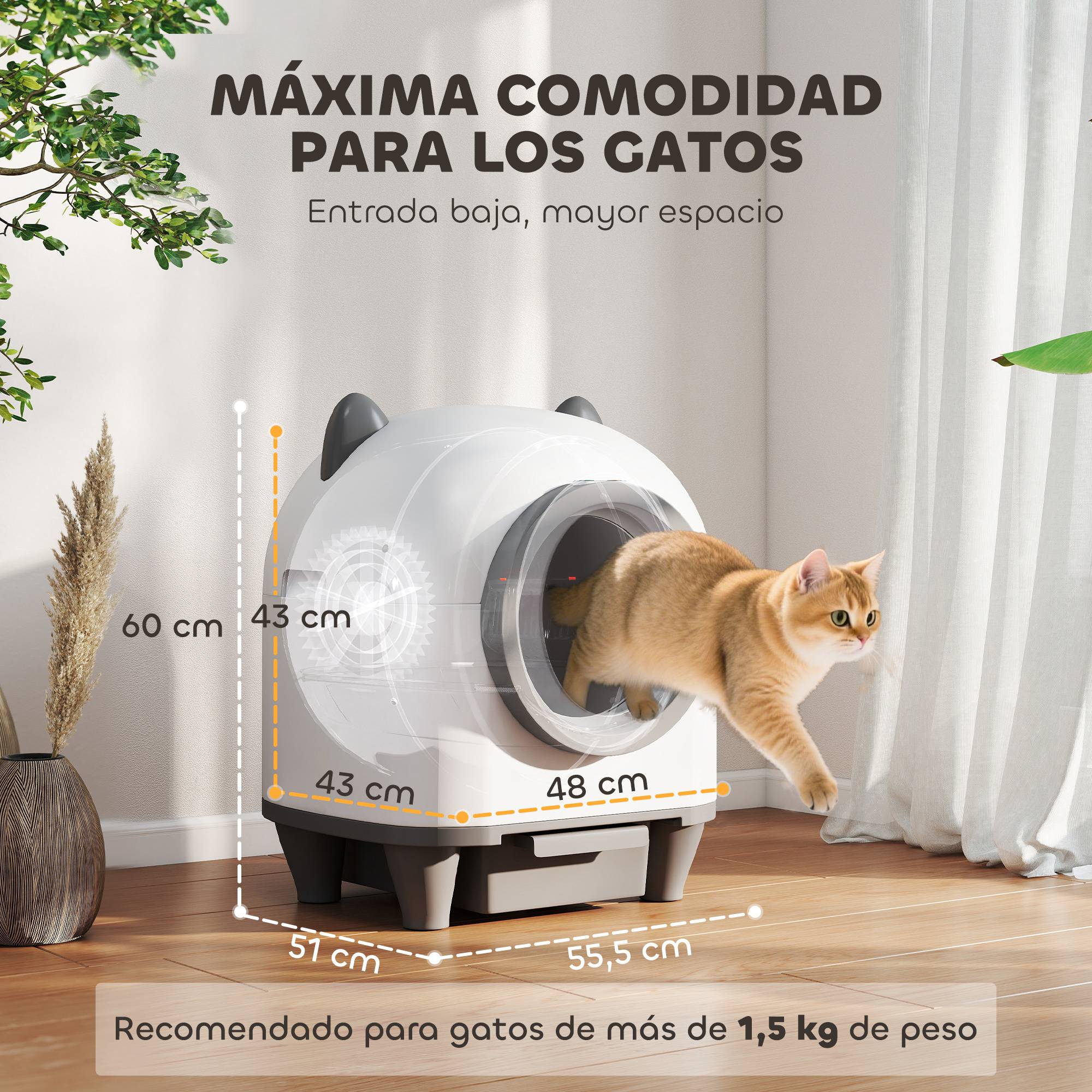 ComfortXL - Litière Autonettoyante Connectée 80L Contrôle via App Sécurité Anti-Pincement et Anti-Odeur Blanc - ComfortXL Outdoor Living - Image 5