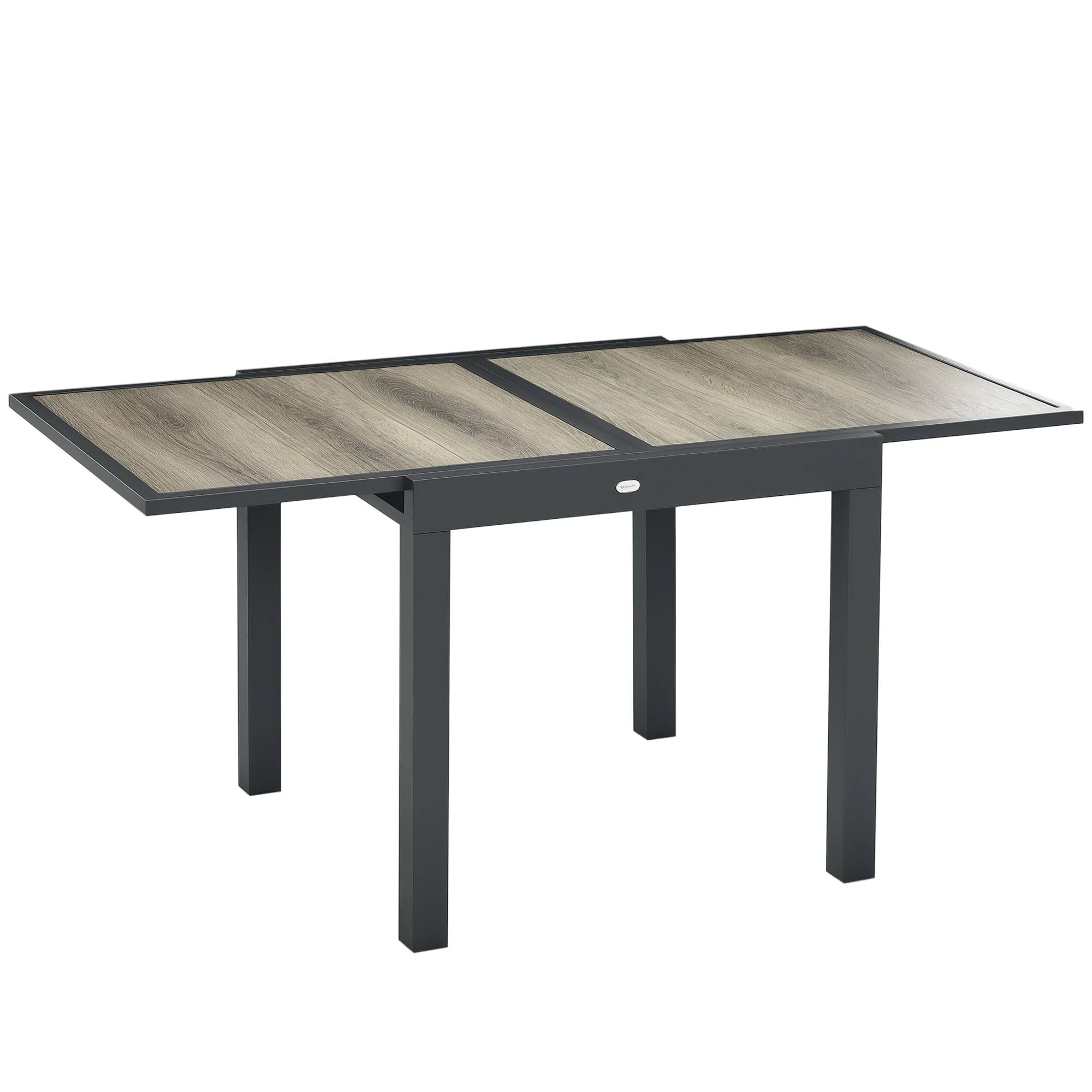 Sans Marque - Table de jardin extensible, facile à nettoyer, structure en aluminium, aspect bois, 160 x 80 x 75 cm - Image 1