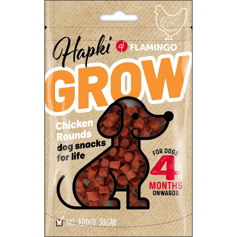 Flamingo - Friandises Hapki Grow petits blocs rond avec poulet pour chiot a partir de 4 mois - Image 1