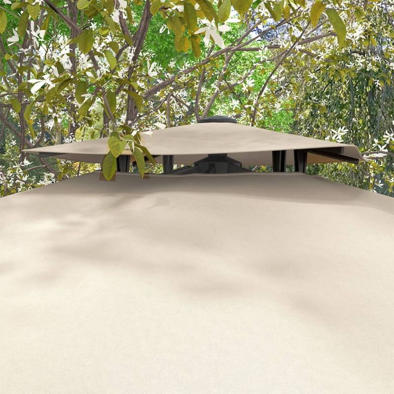 Parasol déporté polyester jardin terrasse rotatif inclinable 294x294cm kaki - ComfortXL Outdoor Living - Image 8