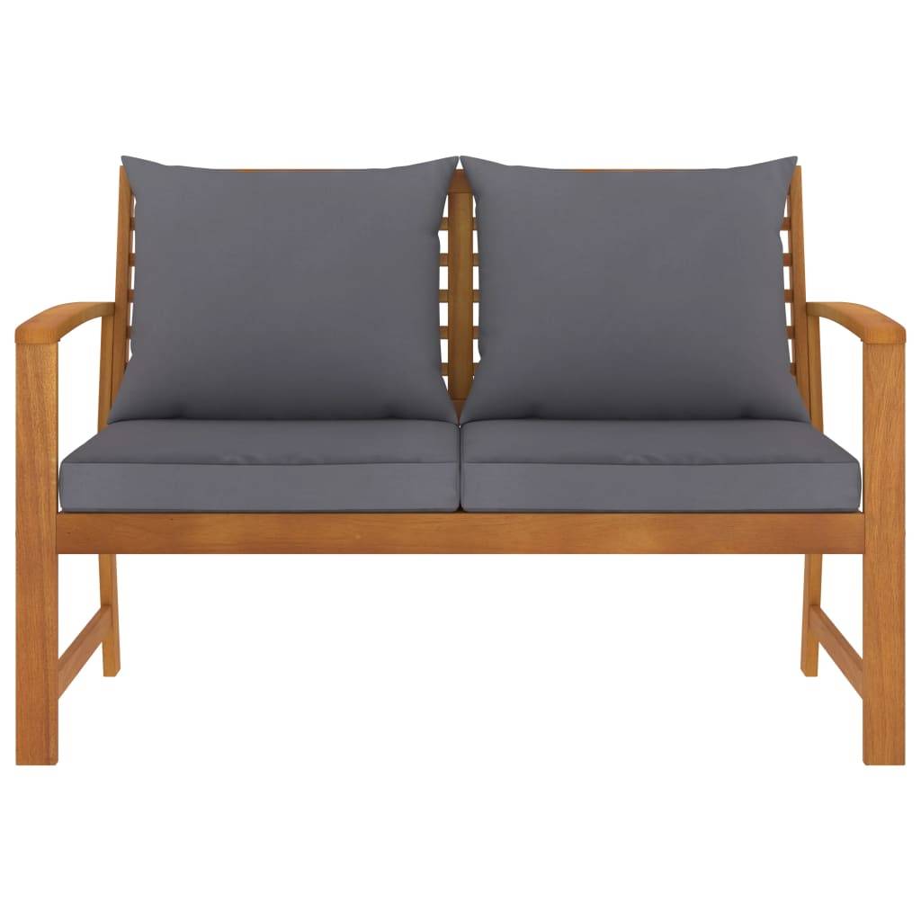 Banc de jardin - Banc d'extérieur - Banquette 120cm et coussin gris foncé Bois solide d'acacia-JU11481 - Image 2