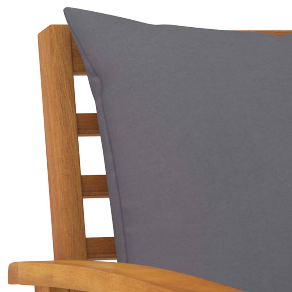 Banc de jardin - Banc d'extérieur - Banquette 120cm et coussin gris foncé Bois solide d'acacia-JU11481 - Image 5