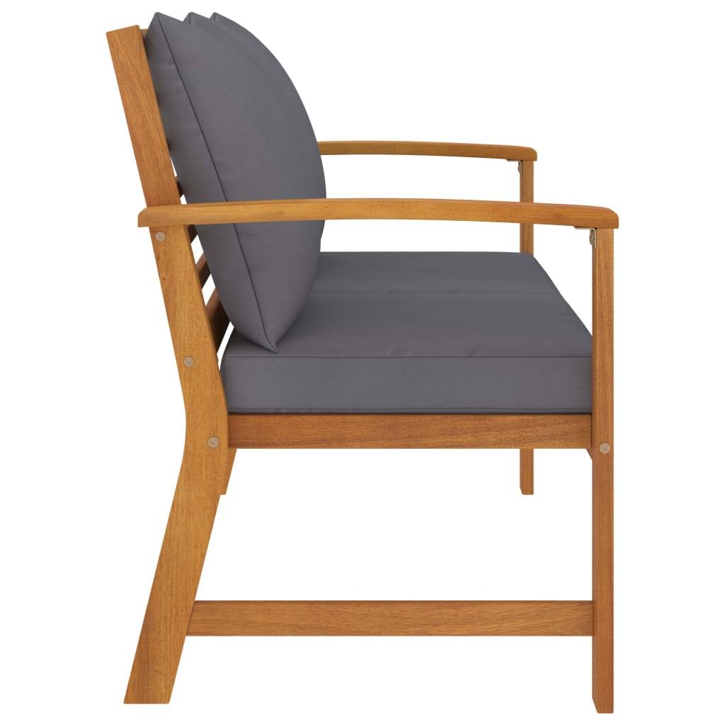 Banc de jardin - Banc d'extérieur - Banquette 120cm et coussin gris foncé Bois solide d'acacia-JU11481 - Image 3