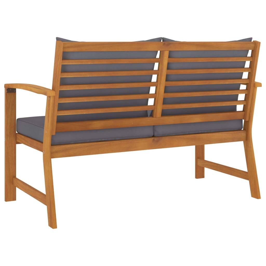 Banc de jardin - Banc d'extérieur - Banquette 120cm et coussin gris foncé Bois solide d'acacia-JU11481 - Image 4