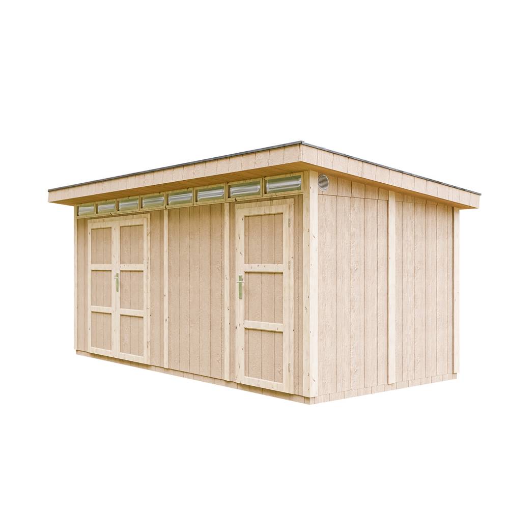 Timbela - Abri de Jardin Qualité Premium 8.52+2.95 m² - Kit tout compris avec sol, tuiles bitumineuses, set de peinture - Timbela M905C-CAVERN STEEL - Image 2