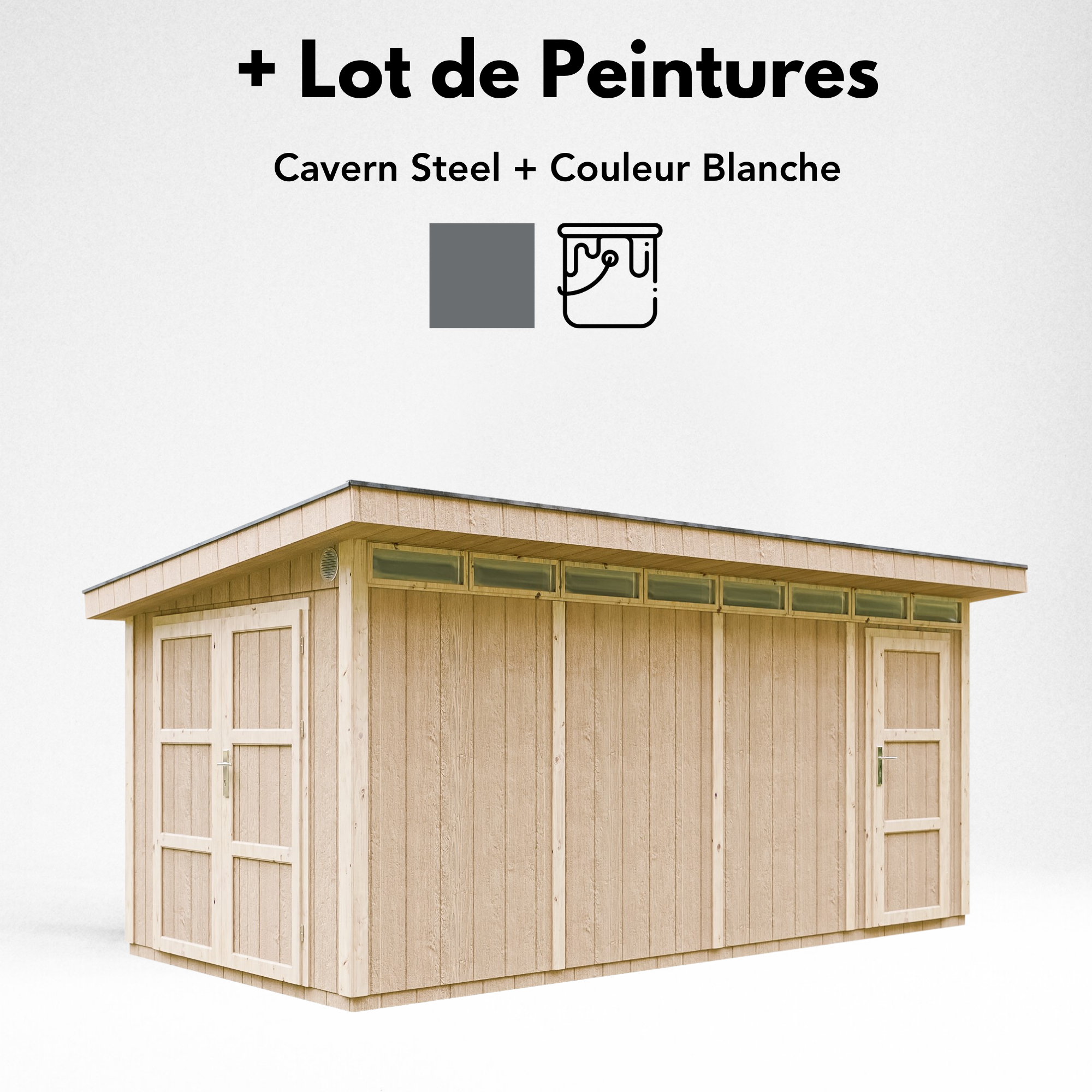 Timbela - Abri de Jardin Qualité Premium 8.52+2.95 m² - Kit tout compris avec sol, tuiles bitumineuses, set de peinture - Timbela M905C-CAVERN STEEL - Image 10