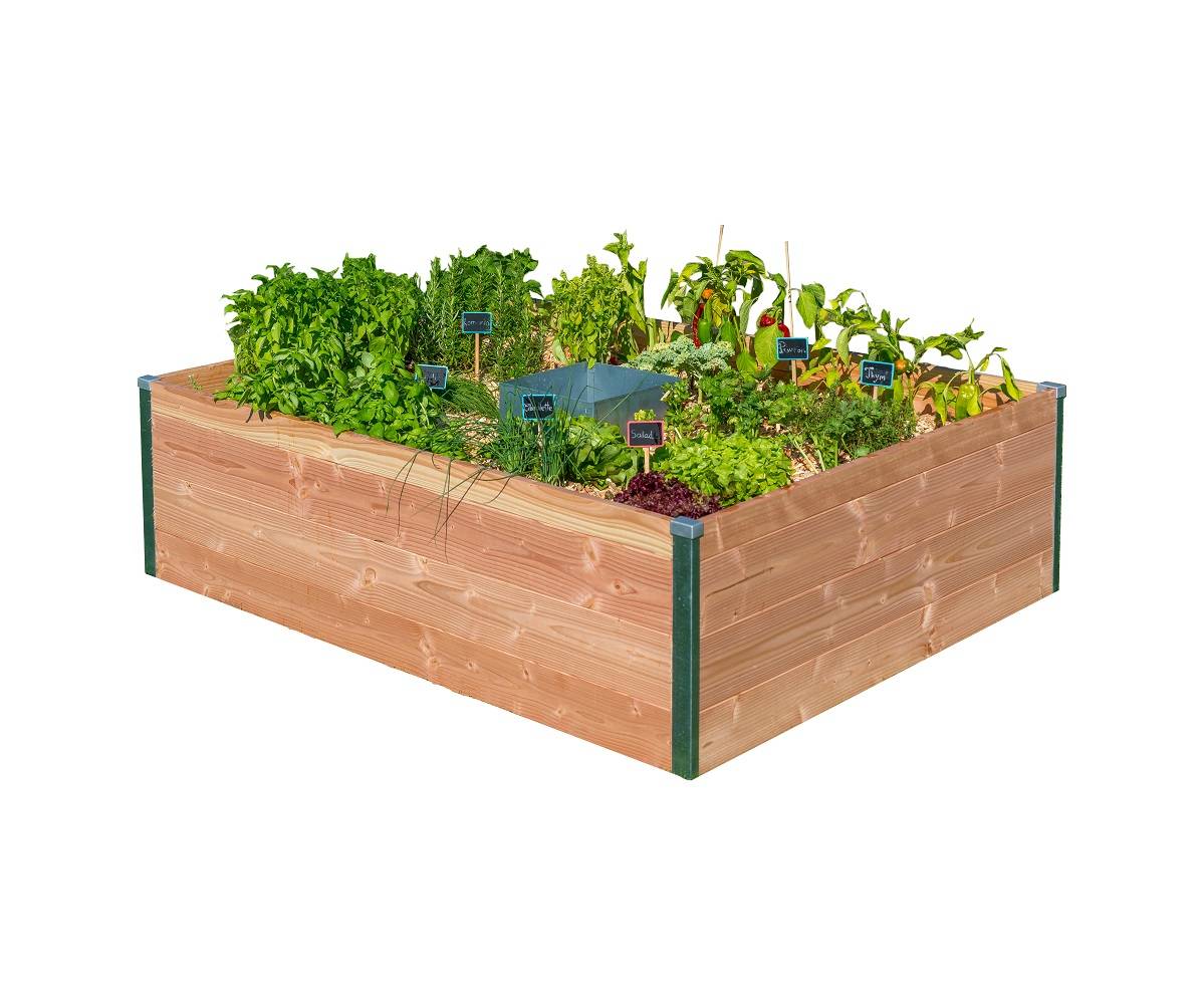 Mon Petit Potager - Carré Potager avec composteur intégré - Bois Douglas non traité -  170 x 120 x H40 - mon PETIT POTAGER