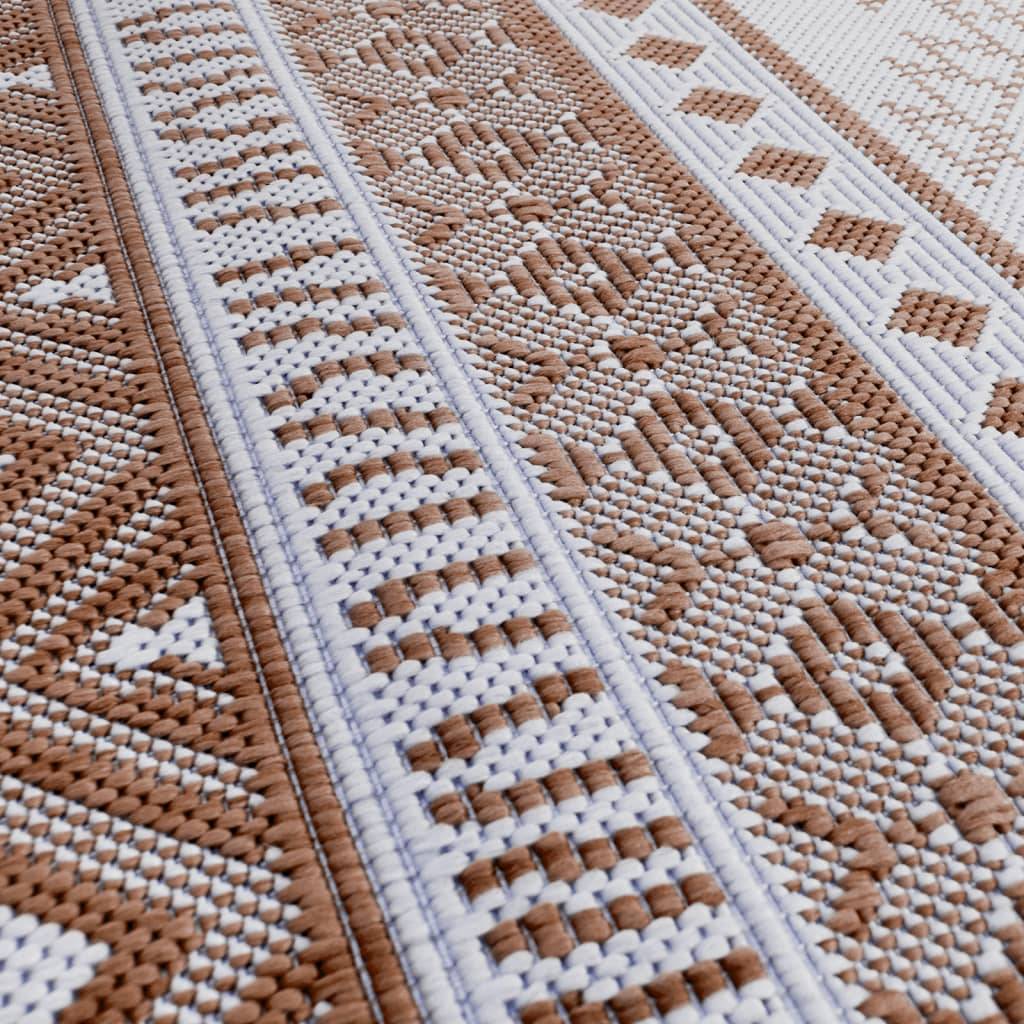 Tapis de Patio Lavable en Polypropylène Réversible Tissage Plat Marron et Blanc 80x150 cm – ComfortXL Outdoor Living - Image 4