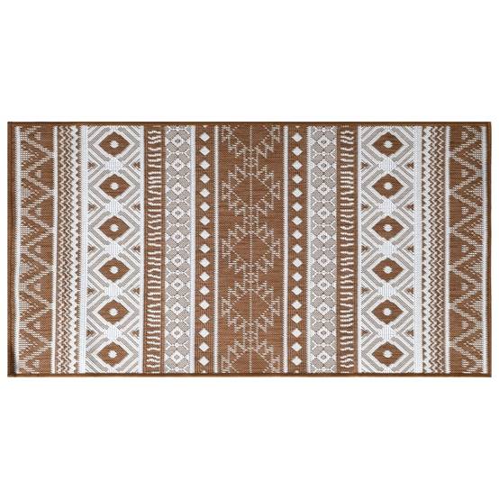 Tapis de Patio Lavable en Polypropylène Réversible Tissage Plat Marron et Blanc 80x150 cm – ComfortXL Outdoor Living - Image 3