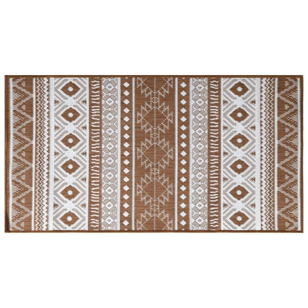 Tapis de Patio Lavable en Polypropylène Réversible Tissage Plat Marron et Blanc 80x150 cm – ComfortXL Outdoor Living - Image 3