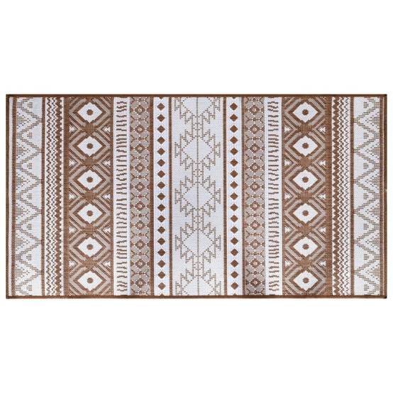 Tapis de Patio Lavable en Polypropylène Réversible Tissage Plat Marron et Blanc 80x150 cm – ComfortXL Outdoor Living - Image 2