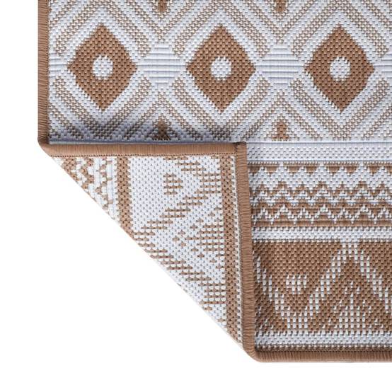 Tapis de Patio Lavable en Polypropylène Réversible Tissage Plat Marron et Blanc 80x150 cm – ComfortXL Outdoor Living - Image 6