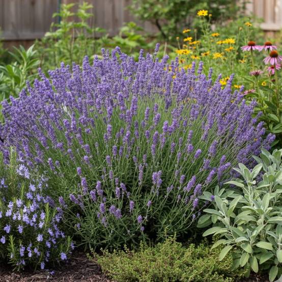 Lavande Dutch Lavander, Lavandin - Sans traitement à fleurs Bleue/ - feuillage Persistant - Lot de 3 godets - Image 1