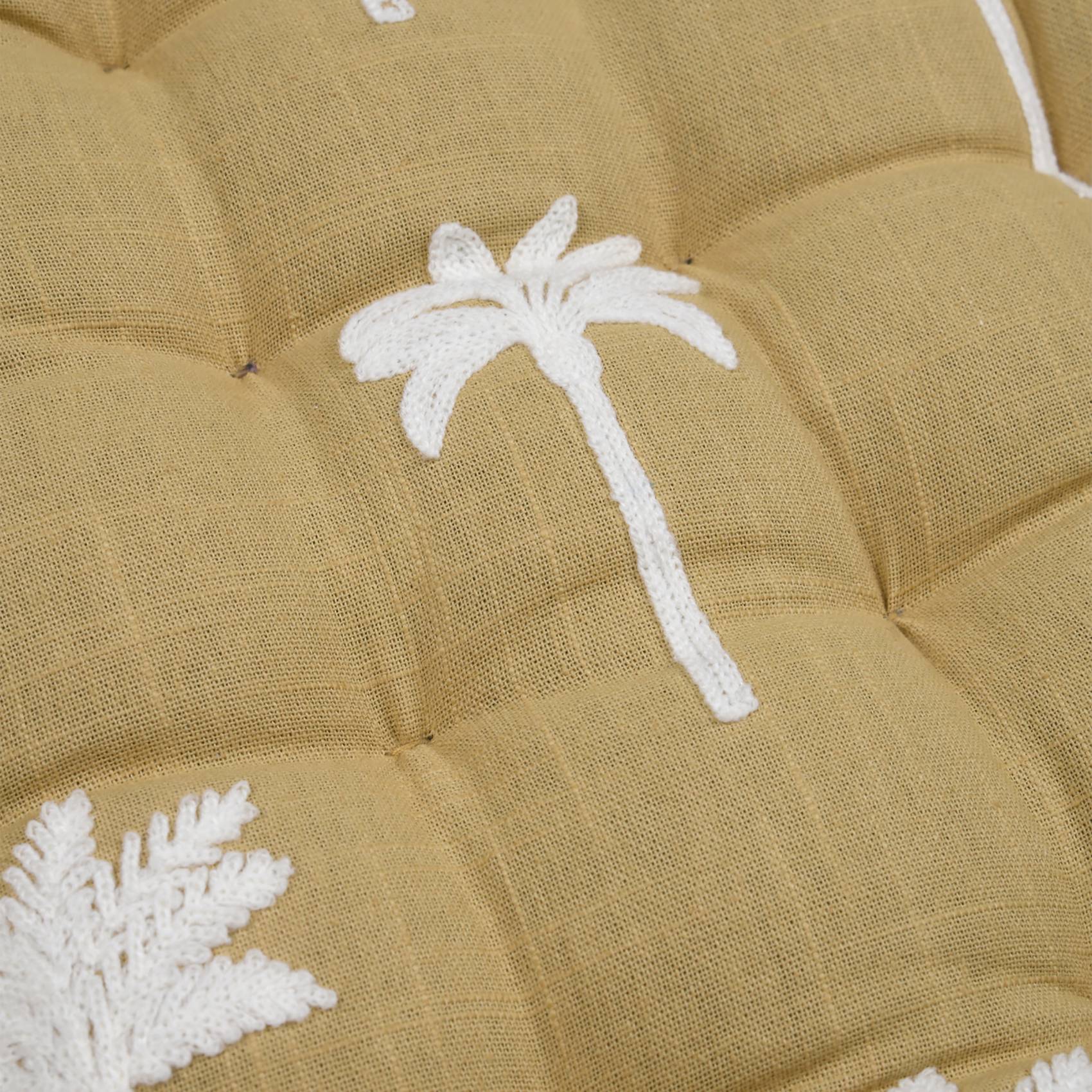 Lovely Casa - Galette de chaise brodée à motifs palmiers - LOVELY CASA - Coton - Jaune moutarde - Image 2