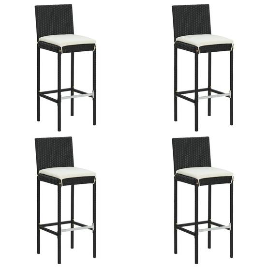 Ensemble de bar de jardin avec coussins 5 pièces noir - Image 6