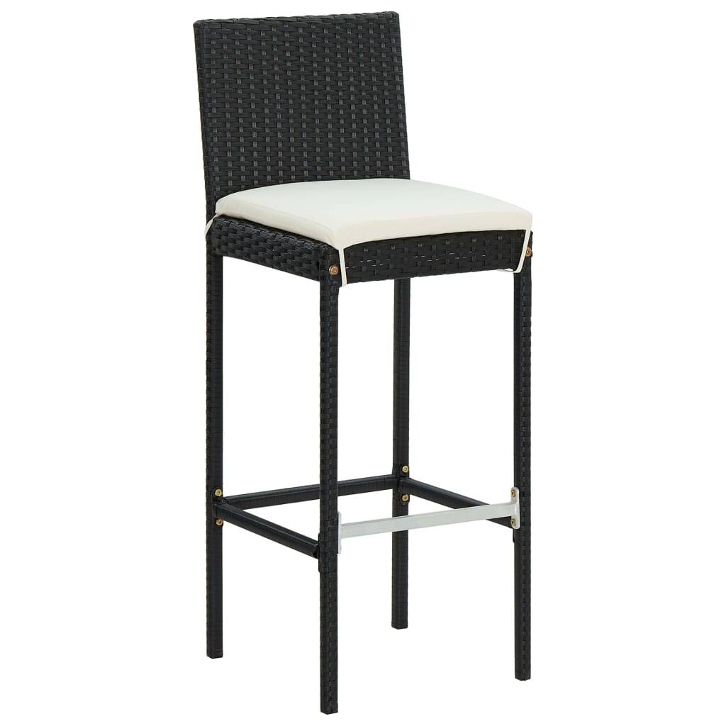 Ensemble de bar de jardin avec coussins 5 pièces noir - Image 7